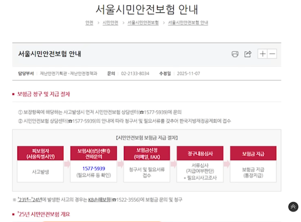 청구 절차 안내 화면